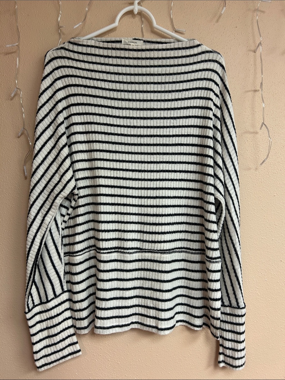 Maurices Black and White Striped Sweater or Tunic oversized small